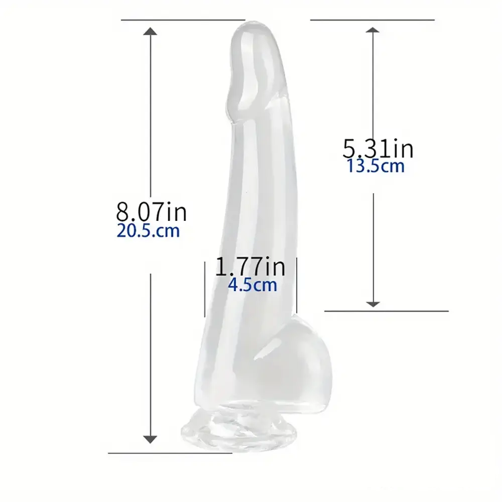 5.9in 7.08in 8.07in 9.64in 10.82in Crystal Clear Dildo For Women
