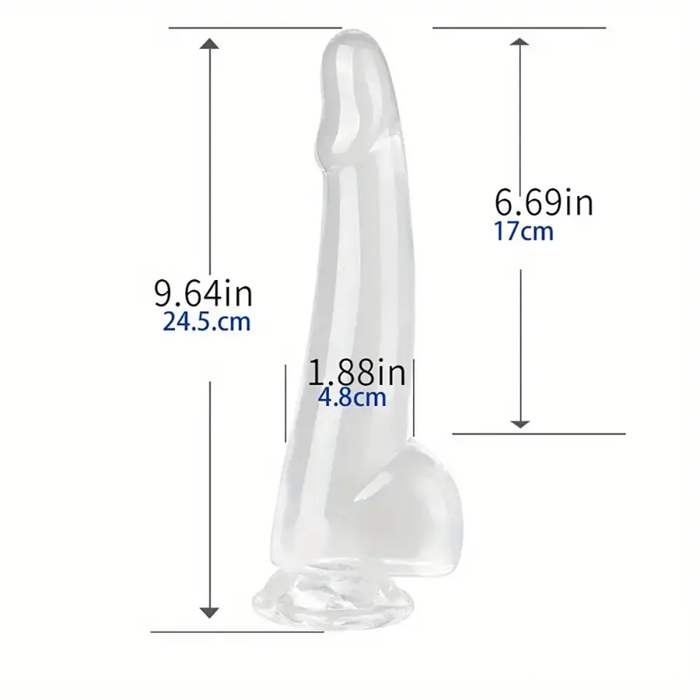 5.9in 7.08in 8.07in 9.64in 10.82in Crystal Clear Dildo For Women