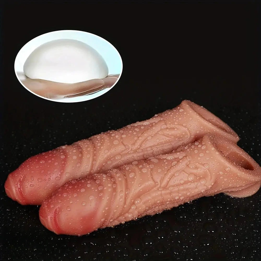 5.9in 7.87in Liquid Silicone Male Hollow Dildo Sleeve Accessories Wearable