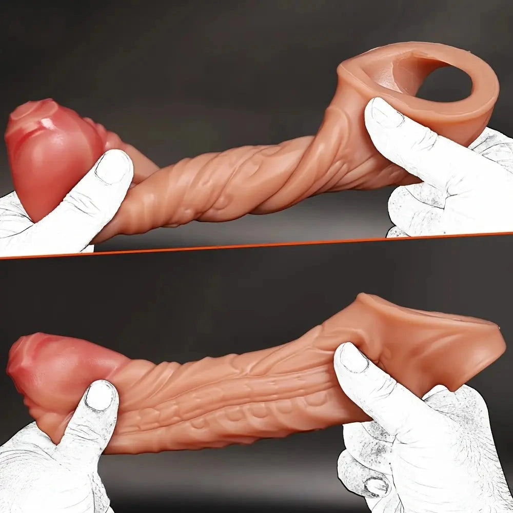 5.9in 7.87in Liquid Silicone Male Hollow Dildo Sleeve Accessories Wearable