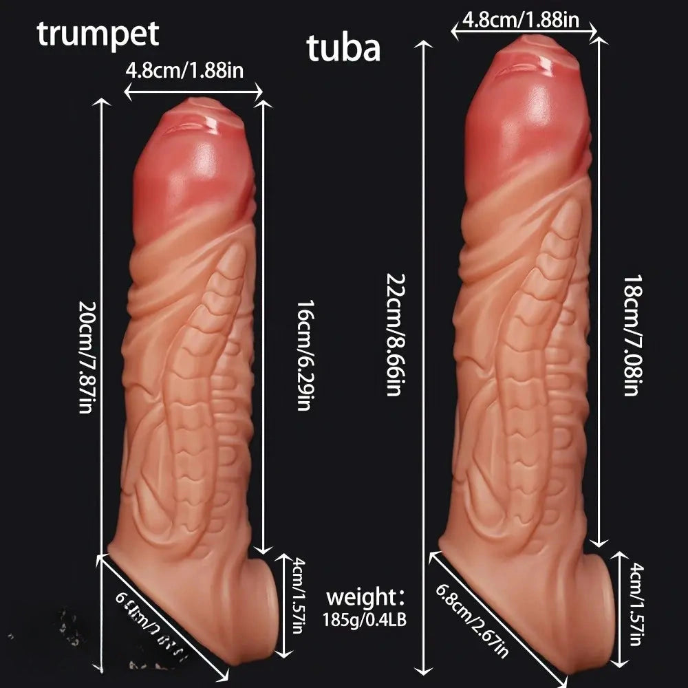 5.9in 7.87in Liquid Silicone Male Hollow Dildo Sleeve Accessories Wearable