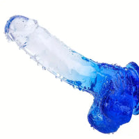 5.9in 7in 7.9in Gradient Color Clear Jelly Real Cock Dildo For G-Spot Sex
