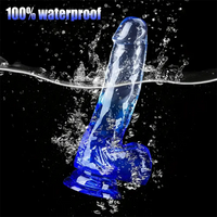 5.9in 7in 7.9in Gradient Color Clear Jelly Real Cock Dildo For G-Spot Sex