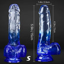 5.9in 7in 7.9in Gradient Color Clear Jelly Real Cock Dildo For G-Spot Sex