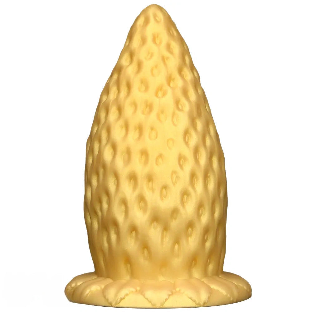 5.9in 8.07in 9.84in Gold Silicone Thick Strawberry Penis Anal Plug Fisting