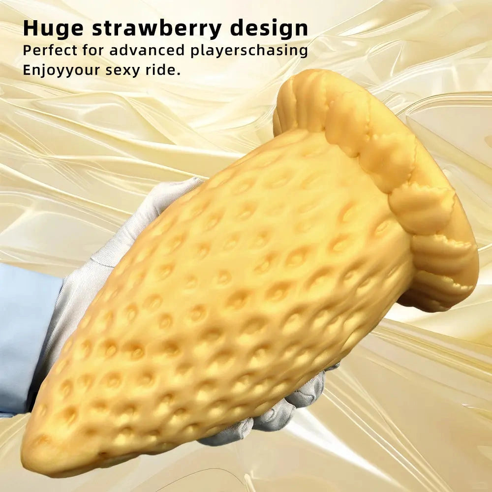 5.9in 8.07in 9.84in Gold Silicone Thick Strawberry Penis Anal Plug Fisting