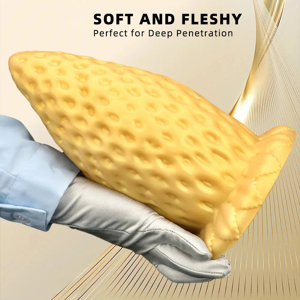 5.9in 8.07in 9.84in Gold Silicone Thick Strawberry Penis Anal Plug Fisting