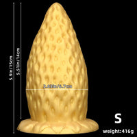 5.9in 8.07in 9.84in Gold Silicone Thick Strawberry Penis Anal Plug Fisting