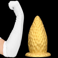 5.9in 8.07in 9.84in Gold Silicone Thick Strawberry Penis Anal Plug Fisting
