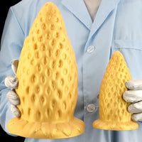 5.9in 8.07in 9.84in Gold Silicone Thick Strawberry Penis Anal Plug Fisting
