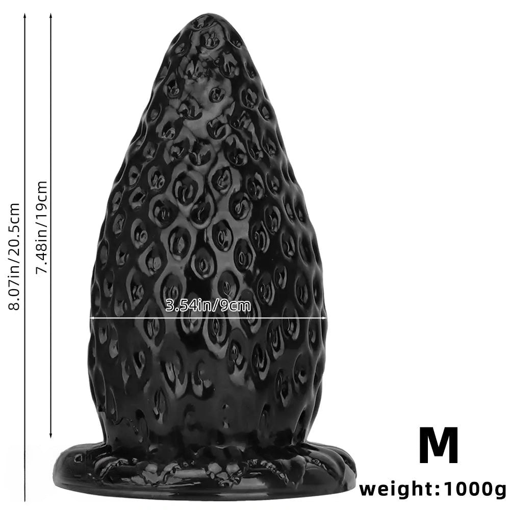 5.9in 8.07in 9.84in Super Thick Strawberry Penis Anal Plug PVC Female Dildo