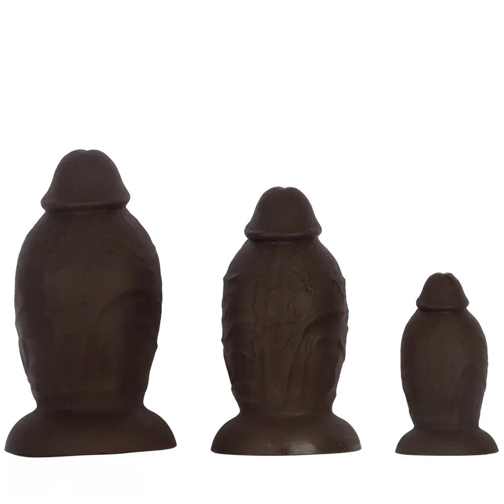 5.9in 8.66in 10.03in Coffee Eggless Large Anal Plug Penis Silicone Dildo