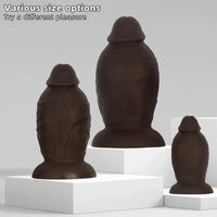 5.9in 8.66in 10.03in Coffee Eggless Large Anal Plug Penis Silicone Dildo