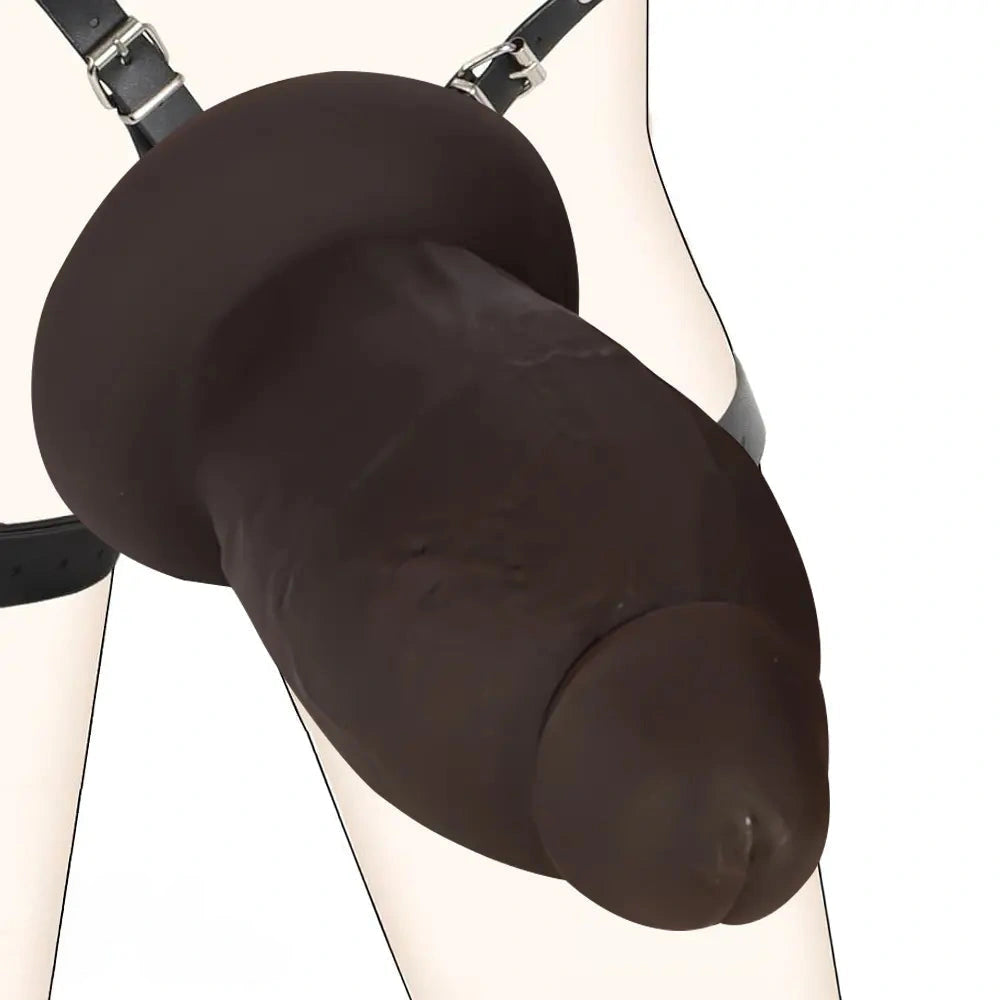 5.9in 8.66in 10.03in Coffee Eggless Large Anal Plug Penis Silicone Dildo