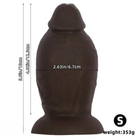 5.9in 8.66in 10.03in Coffee Eggless Large Anal Plug Penis Silicone Dildo
