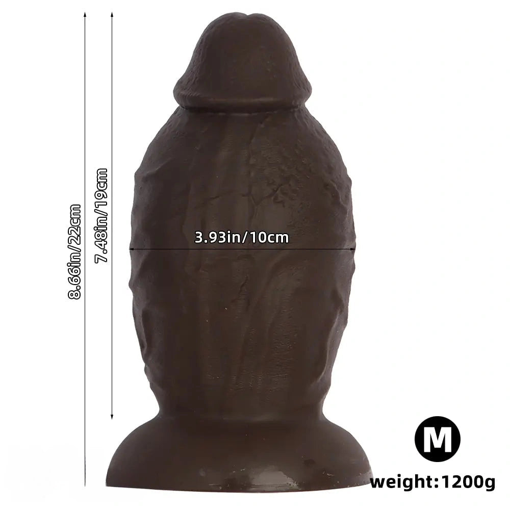 5.9in 8.66in 10.03in Coffee Eggless Large Anal Plug Penis Silicone Dildo
