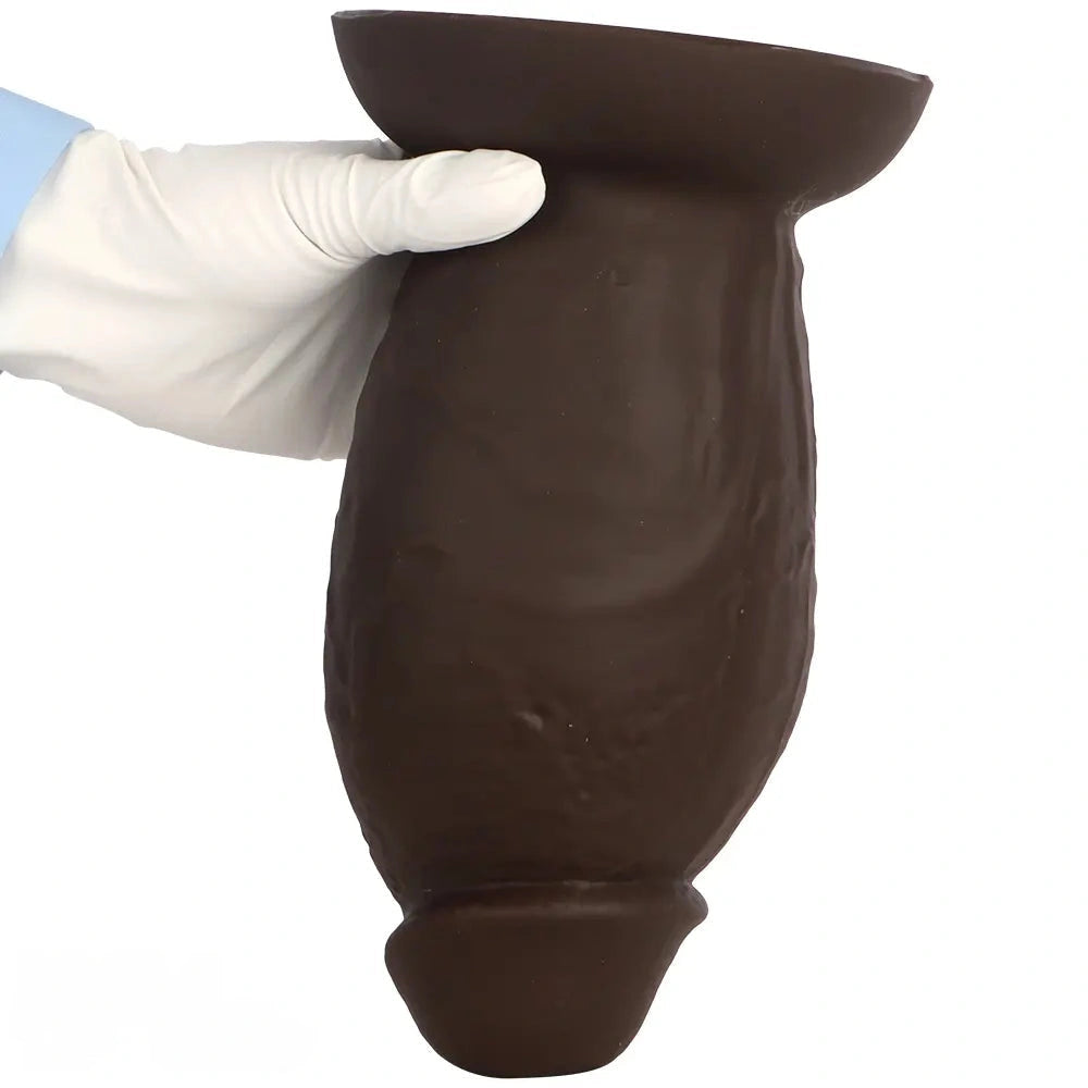 5.9in 8.66in 10.03in Coffee Eggless Large Anal Plug Penis Silicone Dildo