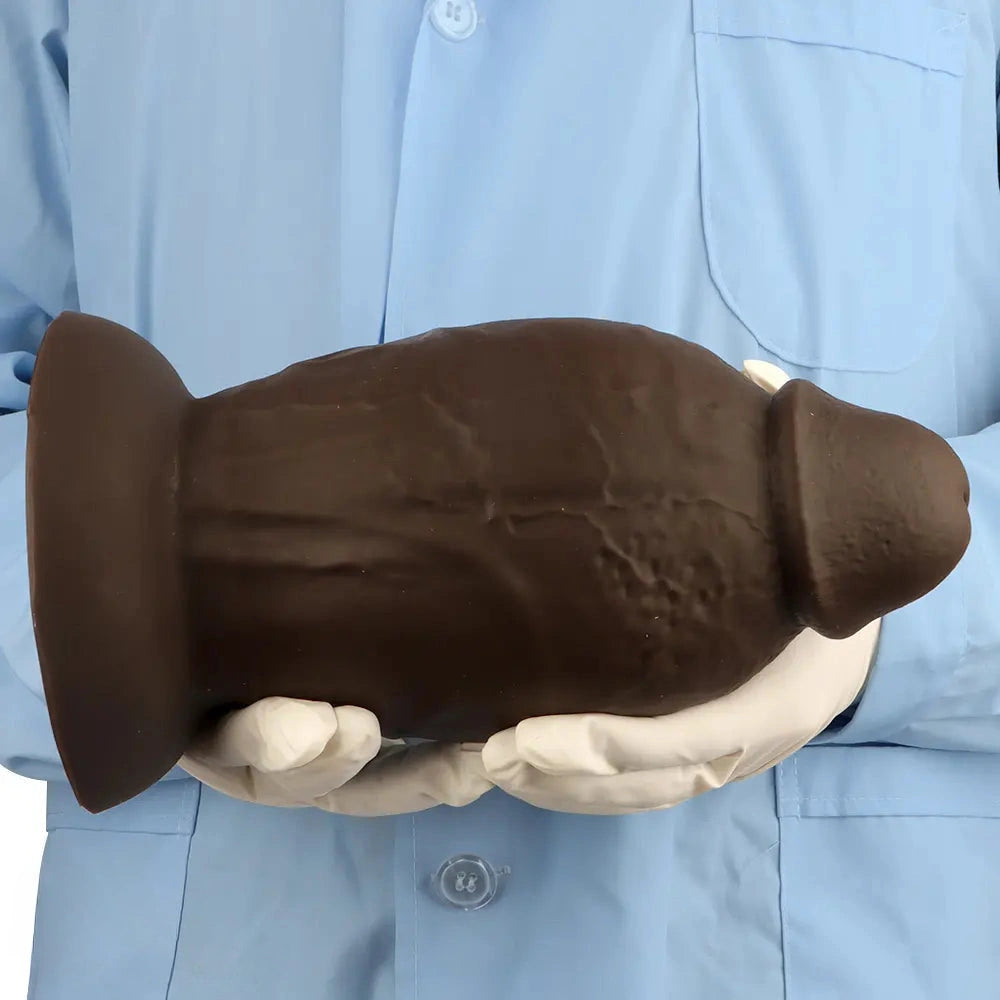 5.9in 8.66in 10.03in Coffee Eggless Large Anal Plug Penis Silicone Dildo