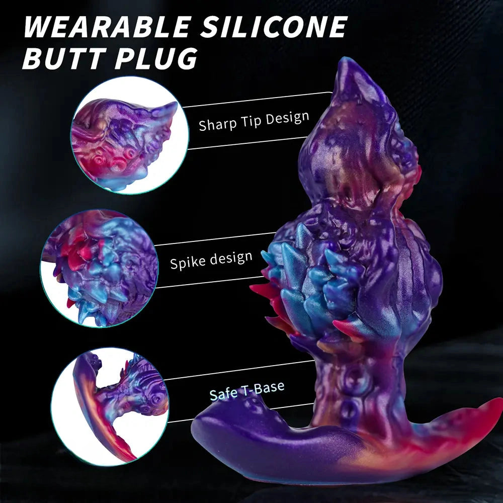 5.9in Fantasy Tentacle Silicone Spiked T-shape Base Sharp Head Dildo