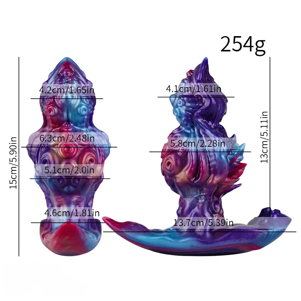 5.9in Fantasy Tentacle Silicone Spiked T-shape Base Sharp Head Dildo