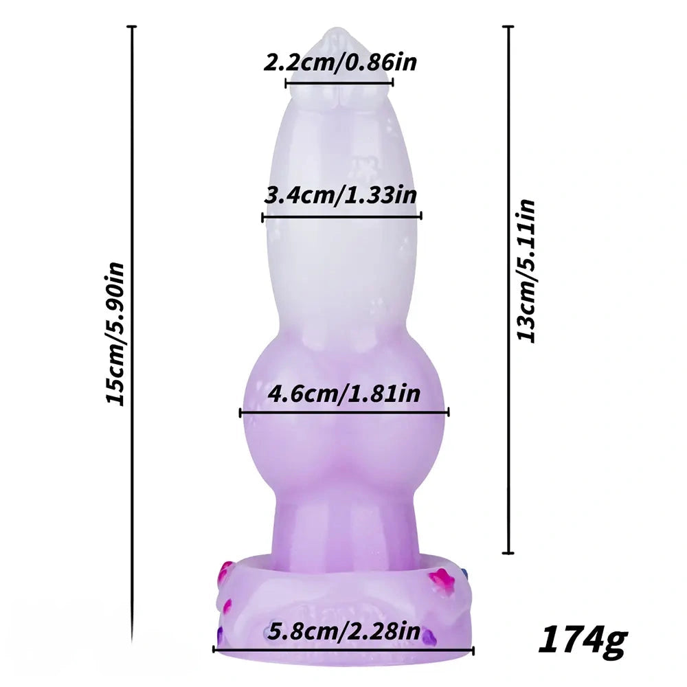 5.9in Flower Design Tapered Tip Knot Monster Silicone Female Dildo