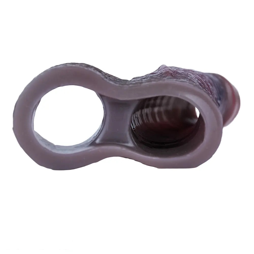 5.9in Platinum Silicone Thicken Delayed Penis Sleeve For Dual Love Pleasure