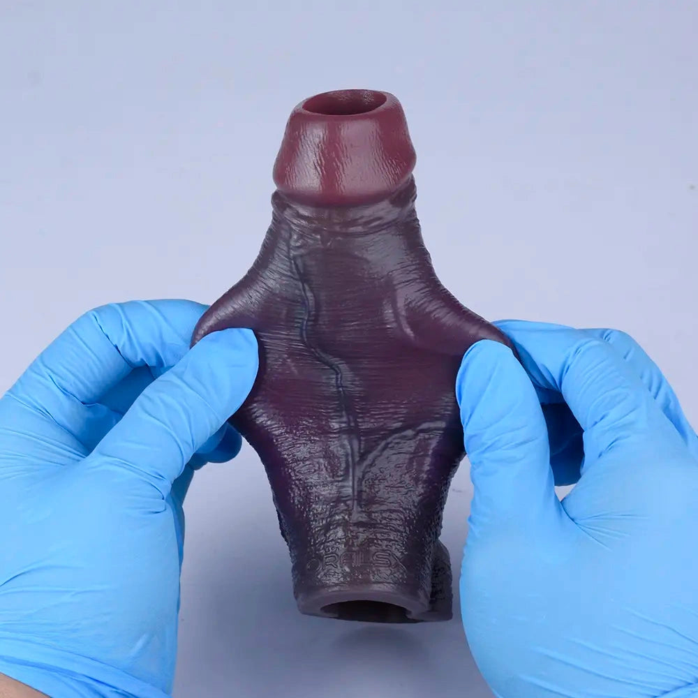 5.9in Platinum Silicone Thicken Delayed Penis Sleeve For Dual Love Pleasure