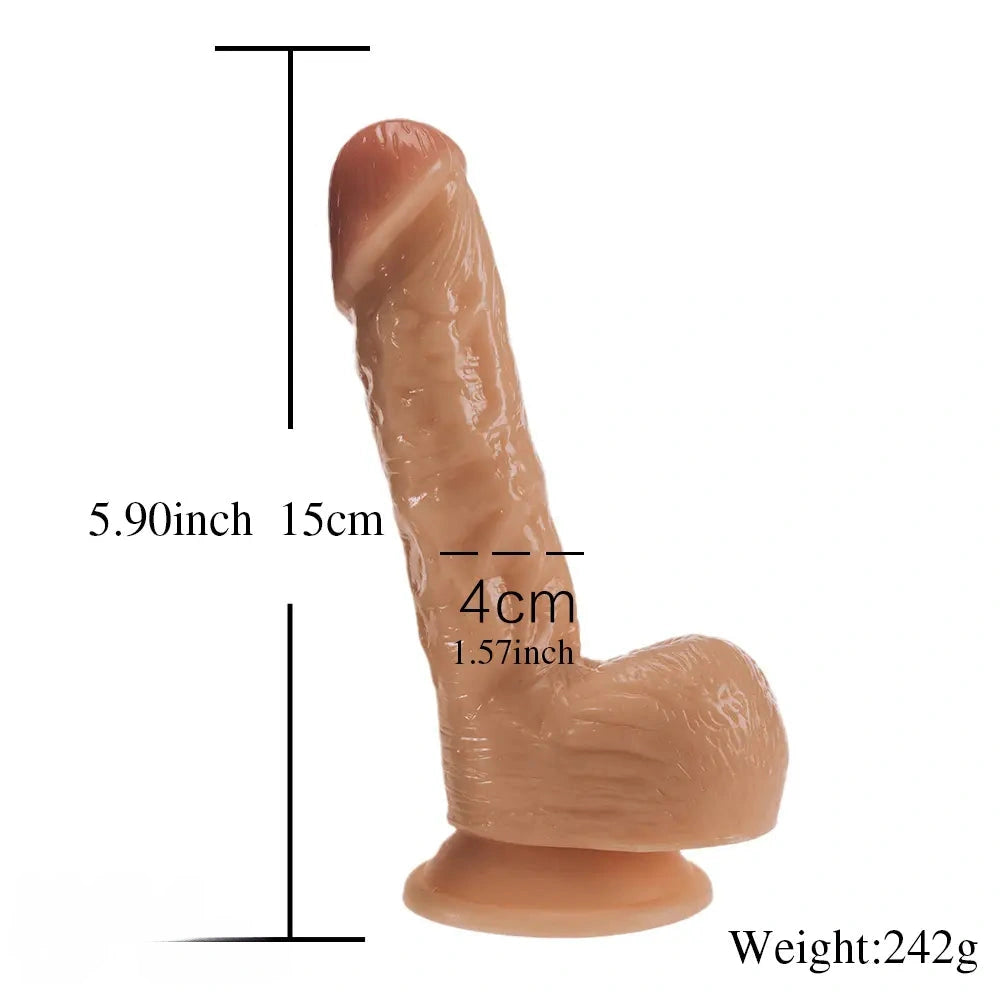 5.9in Small Real PVC Skin Suction Cup Dildo For Gay Lesbian Couples