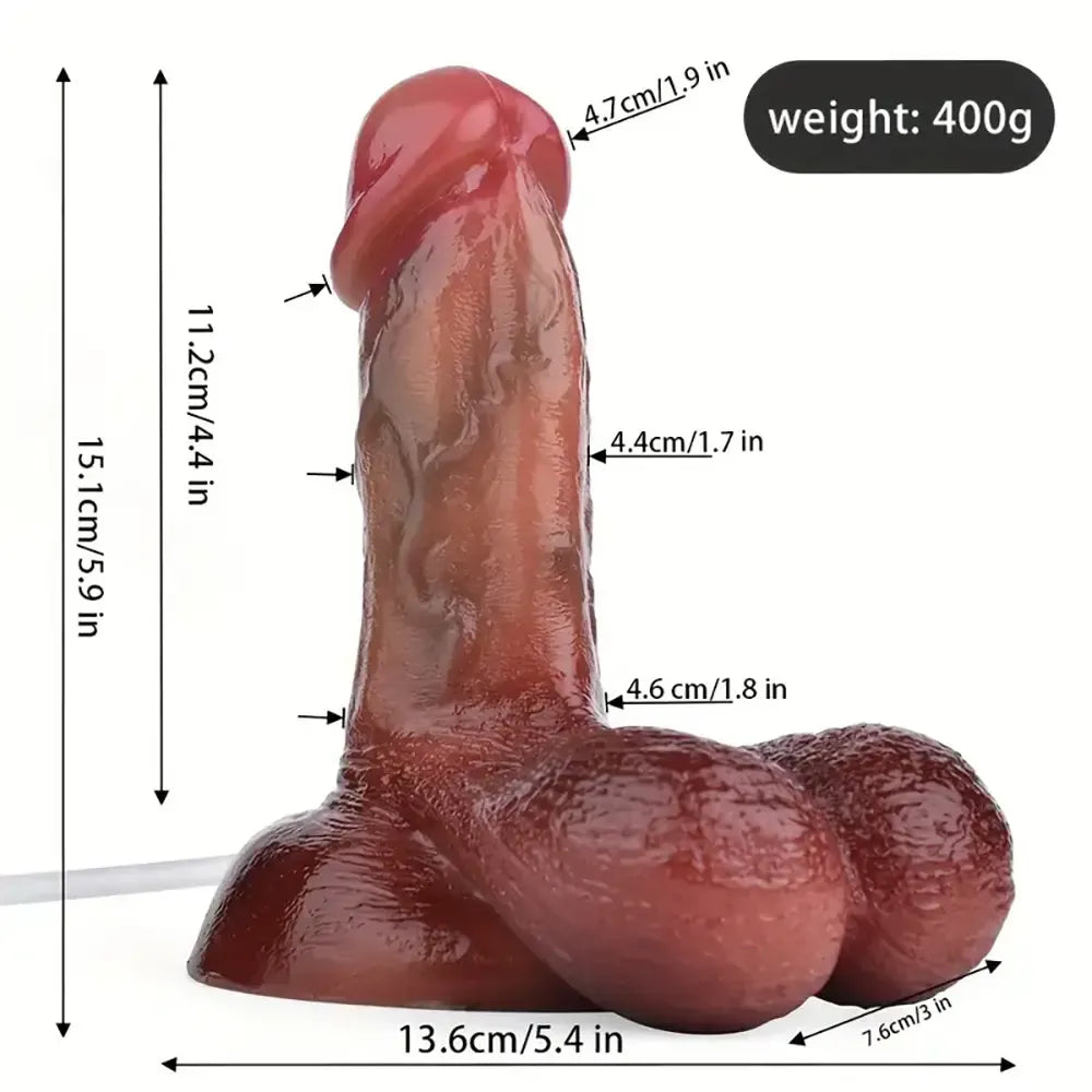 5.9in Soft Real Skin Silicone G Spot Squirting Dildo With Big Testicles