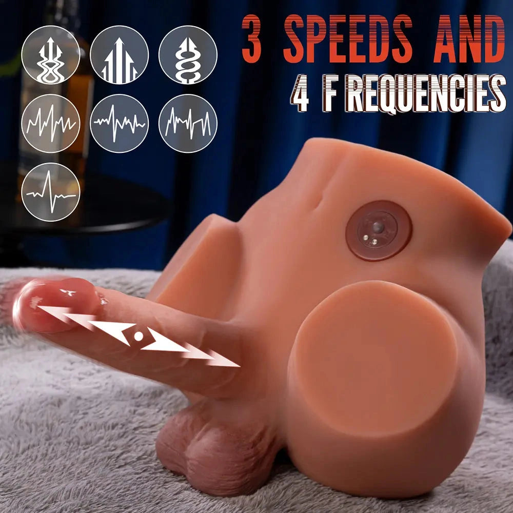 5.9in Super Real Automatic Vibrating Thrusting Dildo Torso For Real Love Toy