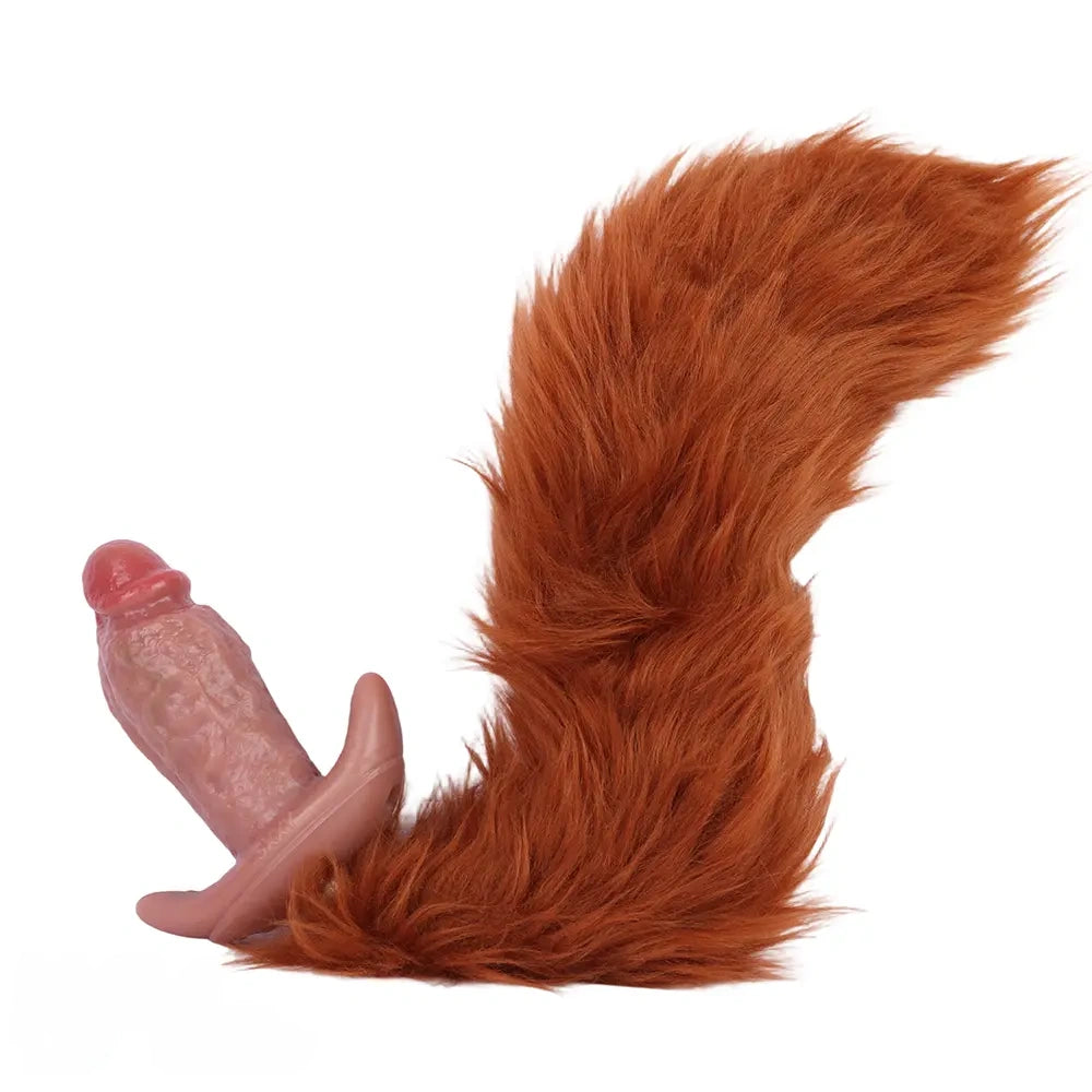 5.9in Vibrating Realistic Dildo Butt Plug Tail Mouth Gag For Sexy Sex Toy
