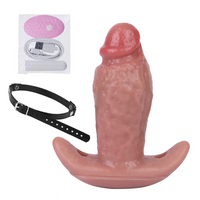 5.9in Vibrating Realistic Dildo Butt Plug Tail Mouth Gag For Sexy Sex Toy
