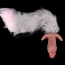 5.9in Vibrating Realistic Dildo Butt Plug Tail Mouth Gag For Sexy Sex Toy