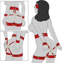 6PCS Sex Bondage BDSM Kit with Adjustable Cuffs Blindfold SM Games For Couple