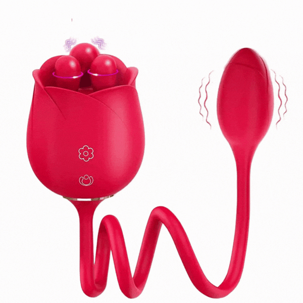 S475-3 Three Pistils Rose Toy With Vibrating Bud