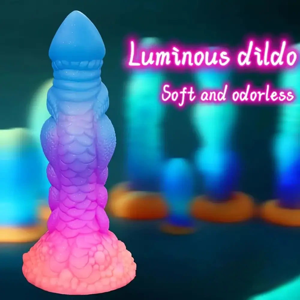 8.66in Silicone Dragon Luminous Real Soft Dildo For G-Spot Stimulation