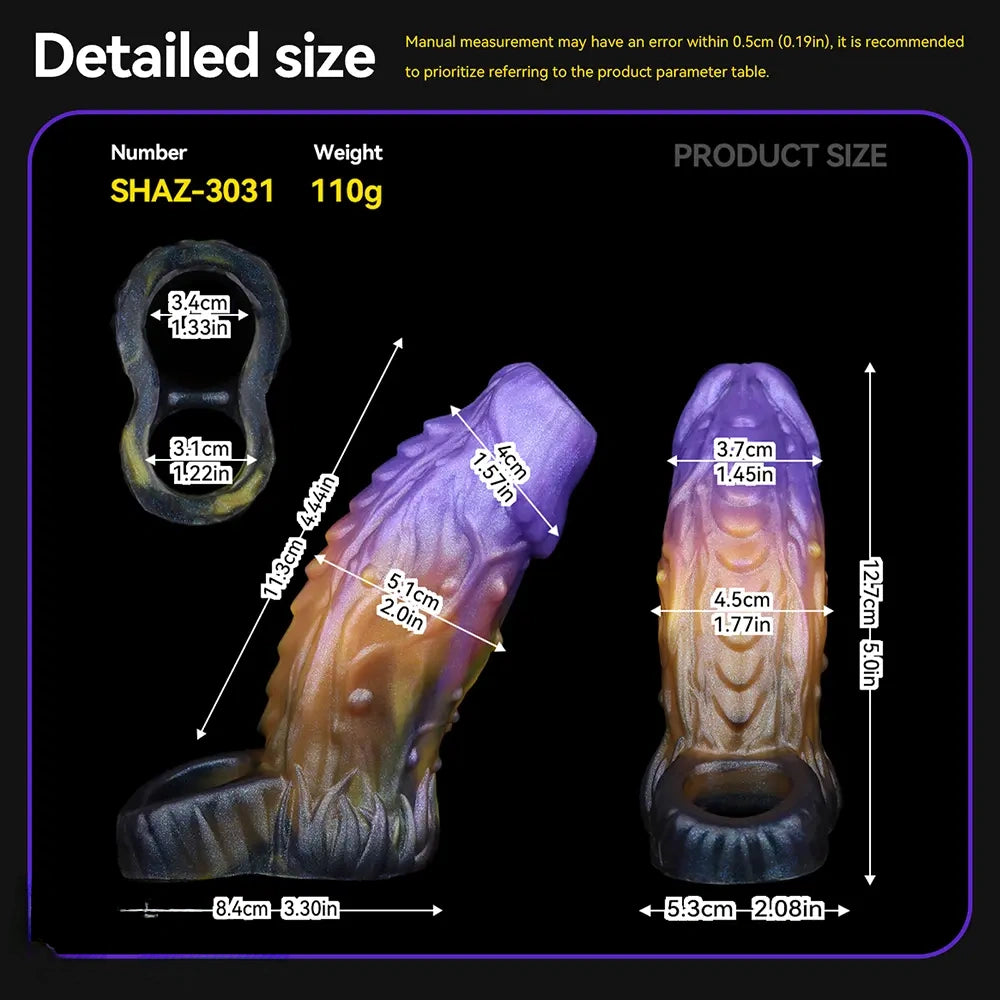 5in Dragon Fantasy Spiked Silicone Soft Dildo Sleeve Cock Extender