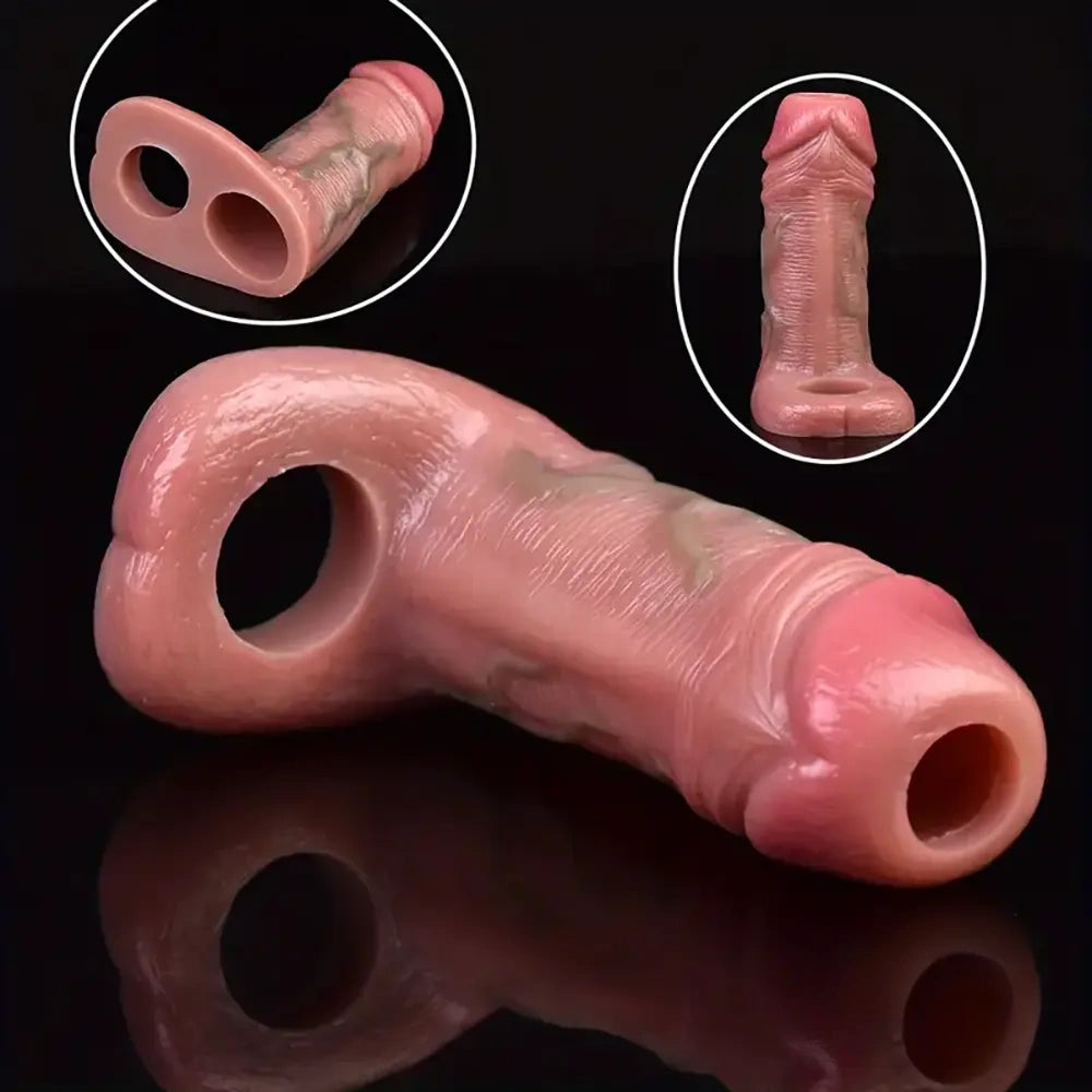 5in Realistic Silicone Soft Dildo Sleeve For Penis Enlargement Sex Toy