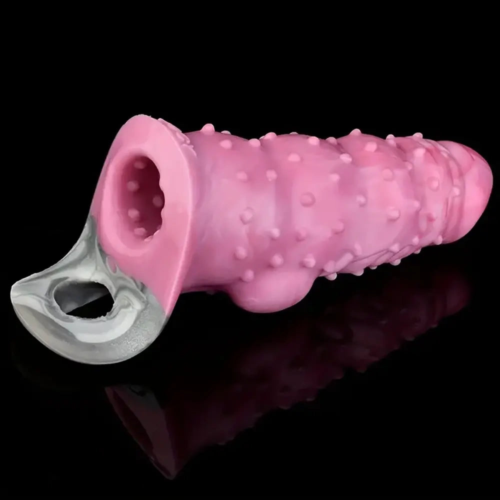 6.02in Multicolor Option Wolf Teeth Dildo Sleeve Hollow Cock Sheath