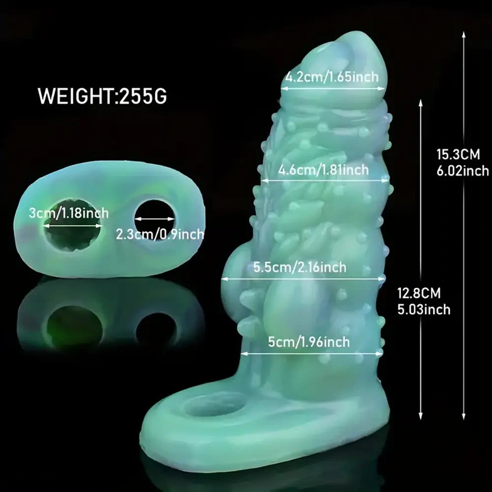 6.02in Multicolor Option Wolf Teeth Dildo Sleeve Hollow Cock Sheath