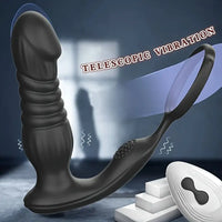 6.02in Unisex Soft Silicone Thrusting Vibrating Remote Dildo With Cock Ring