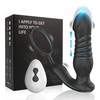 6.02in Unisex Soft Silicone Thrusting Vibrating Remote Dildo With Cock Ring