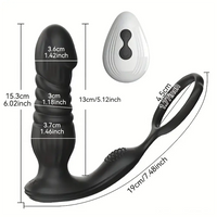 6.02in Unisex Soft Silicone Thrusting Vibrating Remote Dildo With Cock Ring