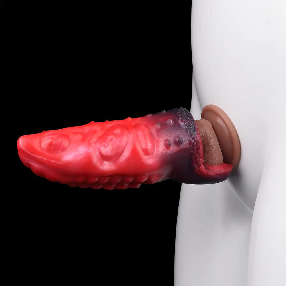 6.14in Hollow Dildo Built-in keel Vibration Remote Control Tentacle Cock Sleeve