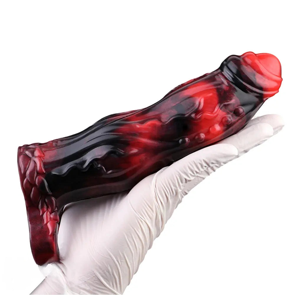6.18in 6.85in 7.95in Uncut Dog Knot Spiked Soft Dildo Sleeve Cock Extender