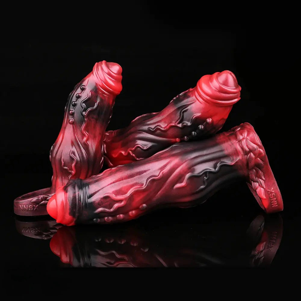 6.18in 6.85in 7.95in Uncut Dog Knot Spiked Soft Dildo Sleeve Cock Extender
