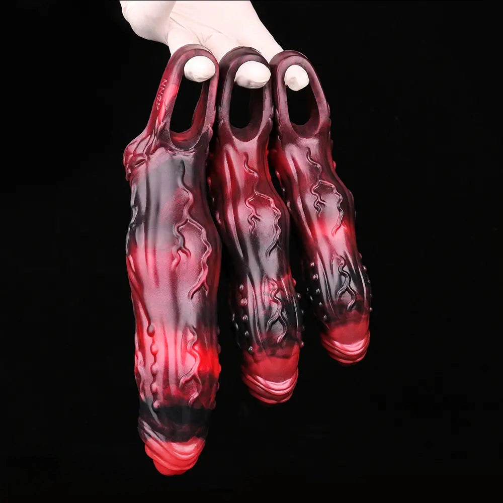 6.18in 6.85in 7.95in Uncut Dog Knot Spiked Soft Dildo Sleeve Cock Extender