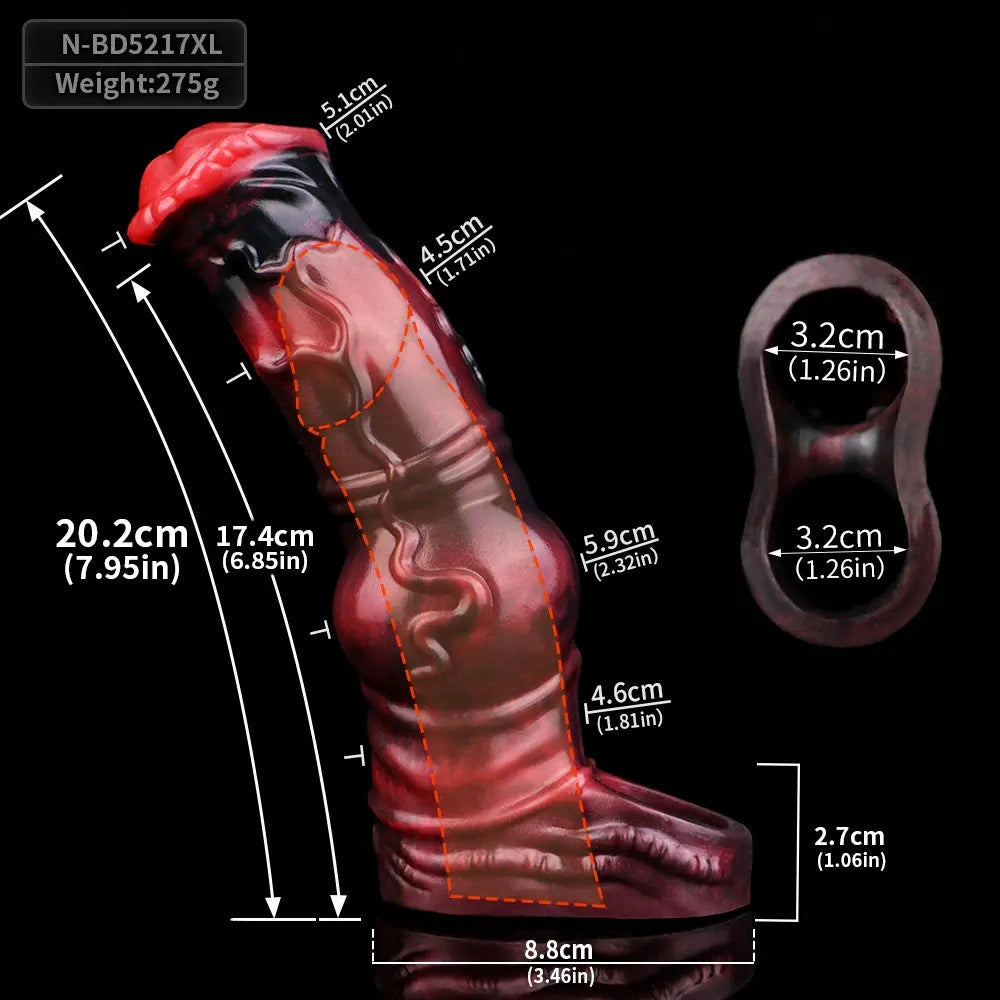 6.18in 7.01in 7.95in Horse Knot Animal Soft Dildo Sleeve Cock Extender
