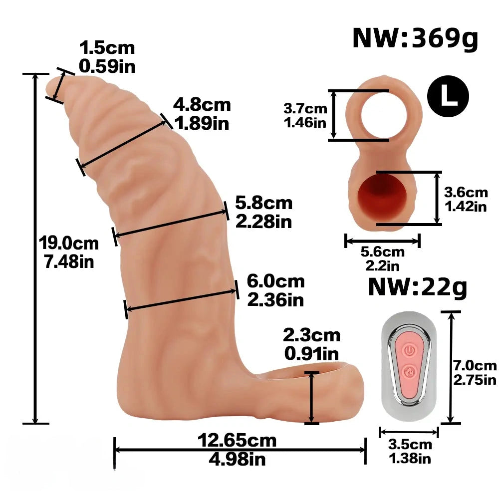 6.18in 7.48in Vibrating Fantasy 10 Modes Cock Sleeve Dildo For Men