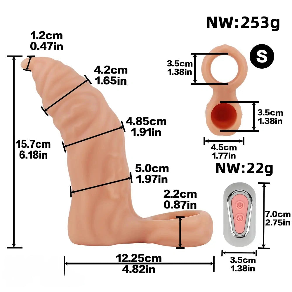 6.18in 7.48in Vibrating Fantasy 10 Modes Cock Sleeve Dildo For Men